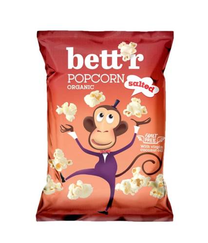 Popcorn cu sare, fara gluten, eco bio, 60g - Bettr