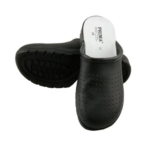 Saboti negri piele, perforati, talpa antiderapanta, marime 39