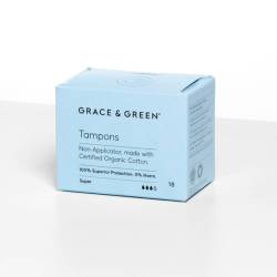Tampoane din bumbac organic 100% Super, 18buc - Grace and Green