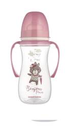 Canpol 35/241 Biberon anticolici gat larg cu manere roz 300 ml
