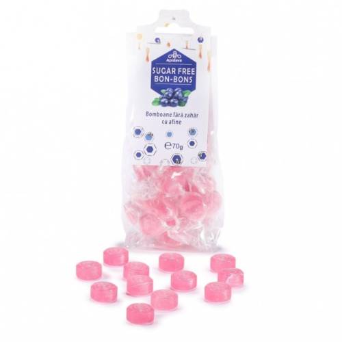 Bomboane Fara Zahar cu Aroma de Afine, 75 g, Apidava