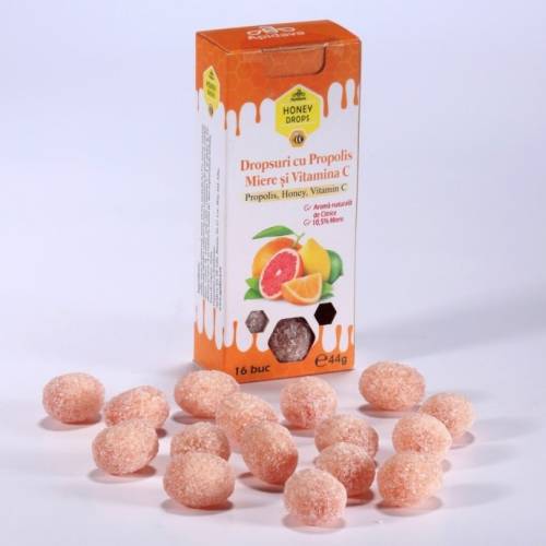 Dropsuri cu Propolis, Miere si Vitamina C, 44 g, Apidava