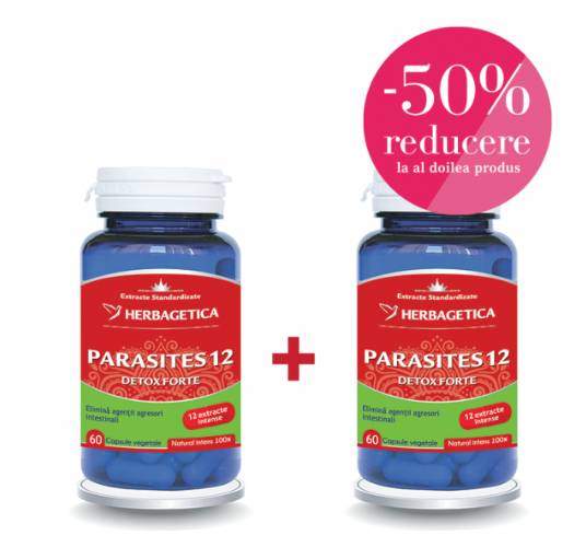 Parasites 12 Detox Forte 60 capsule 1 + 1 50% din al II lea