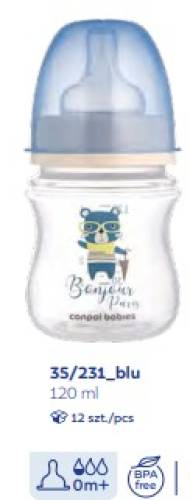 Canpol 35/231 biberon bleu anticolici 120 ml