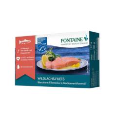 File de somon salbatic in ulei de floarea soarelui, eco-bio, 125 g, Fontaine