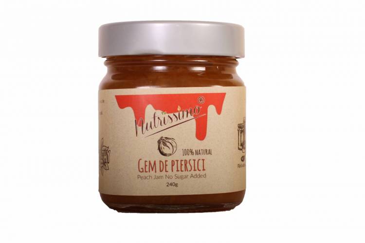 Gem de piersici fara zahar, 240g - Nutrissimo