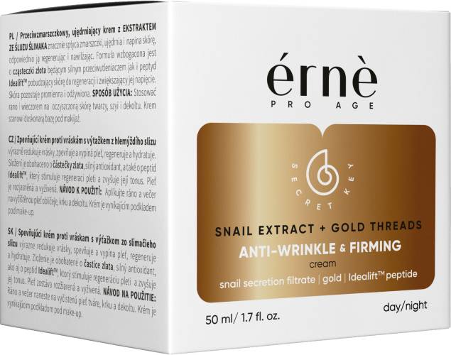 Crema tonifianta zi/noapte de fata antirid cu Mucus de melc si particule aur 24K, 50ml, Erne