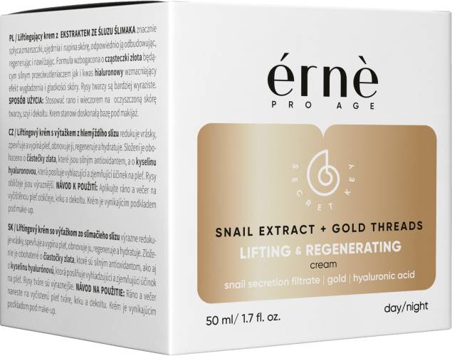 Crema zi/noapte de fata pentru lifting cu Mucus de melc si particule aur 24K, 50ml, Erne