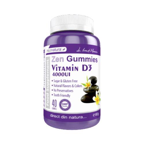 Zen Gummies Vitamin D3 4000 UI, 40 jeleuri, Medica - ProNatura