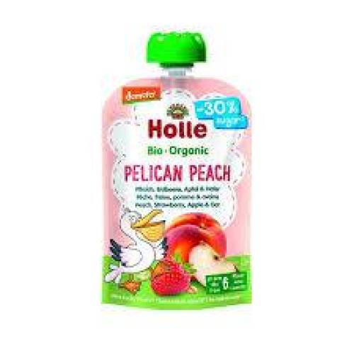 Piure din piersici, capsuni, mere si ovaz, pentru copii, + 6 luni, eco-bio, 100 g, Holle