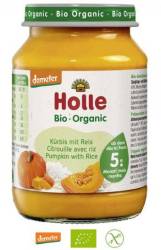 Piure din dovleac cu orez pentru copii, fara gluten, +5 luni, Eco-Bio 190g - Holle