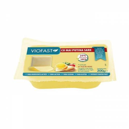 Cascaval vegetal cu mai putina sare, 200g - Violife