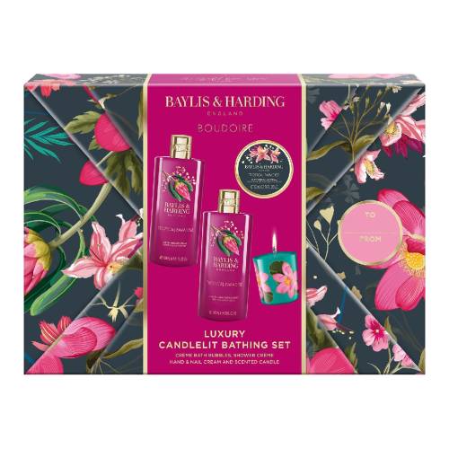 Set de ingrijire Boudoir Tropical Paradise Candlelit Gift, 4 piese, Baylis & Harding