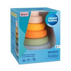 Jucarie senzoriala pentru bebelusi puzzle piramida cu inele 79/103, 1 bucata, Canpol babies
