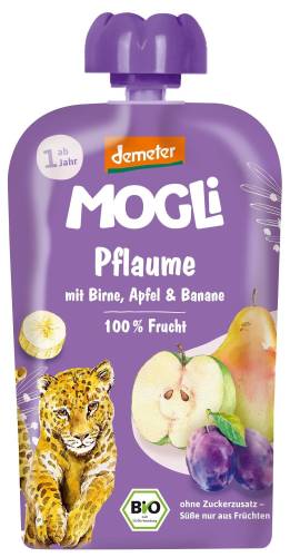 Piure de Prune, Pere, Mere si Banane, 1 an +, eco-bio, 100 g, Mogli