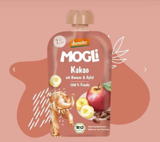 Piure de Cacao, Mere si Banane, 1 an +, eco-bio, 100 g, Mogli