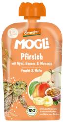 Piure din piersici, banane, mar, fructul pasiunii si ovaz, 100 g, ManagisBIO