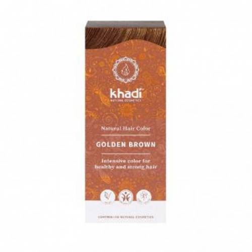 Vopsea de par naturala, nunanta Saten Auriu, 100g - Khadi