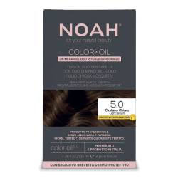 Vopsea de par permanenta fara amoniac, 5.0 Saten Deschis, Color in Oil, 135 ml, Noah