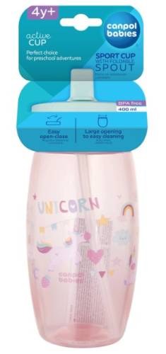 Canpol 56/618 cana roz cu pai pliabil 400ml