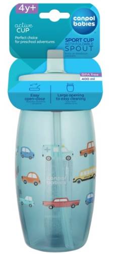 Canpol 56/618 cana albastra cu pai pliabil 400 ml