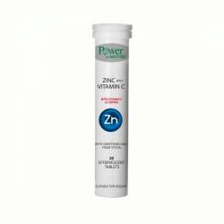 Zinc + Vitamina C 500 mg, cu indulcitor din stevia, 20 tablete efervescente, Power of Nature