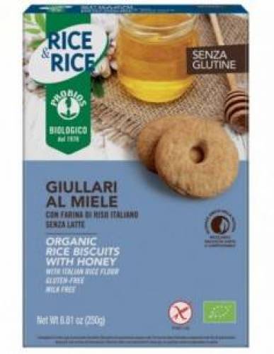 BISCUITI CU MIERE SI FAINA DE OREZ, FARA GLUTEN, eco-bio, 250g, Probios
