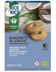 BISCUITI BARONETTI CU COCOS SI FAINA DE OREZ , FARA GLUTEN, eco-bio, 250g, Probios