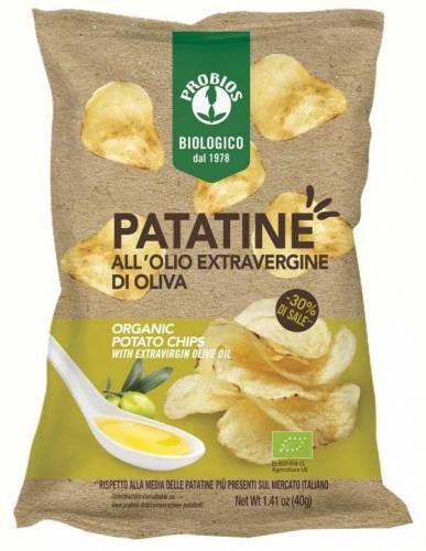 CHIPSURI DE CARTOFI CU ULEI DE MASLINE EXTRAVIRGIN, eco-bio, 40g, PROBIOS