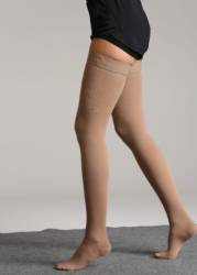 Morsa Cyberg ciorapi compresie usoara 18-22 mm hg, clasa I, pana la coapsa, M, bej, varf inchis