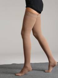 Morsa Cyberg ciorapi compresie medie 20-30 mm hg, clasa a II-a, pana la coapsa, crem, S, varf inchis