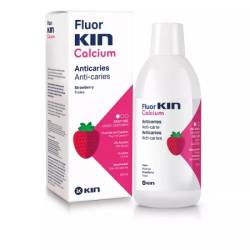 Apa de gura pentru copii cu aroma de capsuni Fluor Kin Calcium, 500 ml, Laboratorios Kin