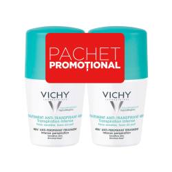 Pachet Deodorant roll-on antiperspirant cu parfum 48h, 50 ml + 50 ml, Vichy