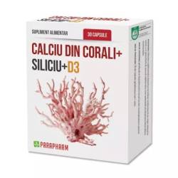 Calciu din Corali + Siliciu + D3, 30 capsule, Parapharm