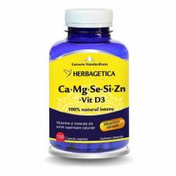CA + MG + SE + SI + ZN ORGANICE SI D3 120cps, Herbagetica