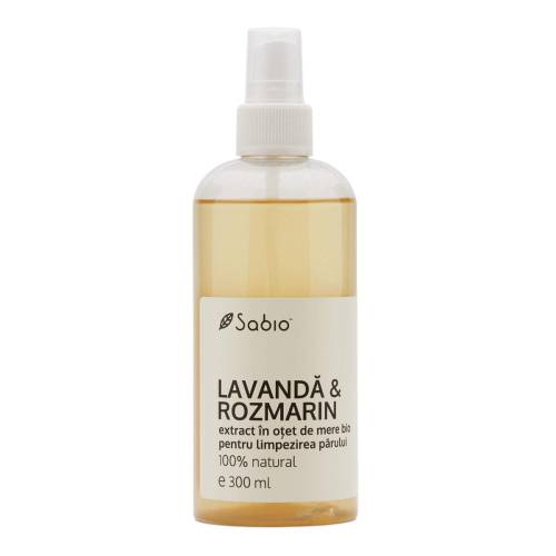 Extract pentru clatirea parului cu lavanda si rozmarin in otet de mere Bio, 300ml, Sabio