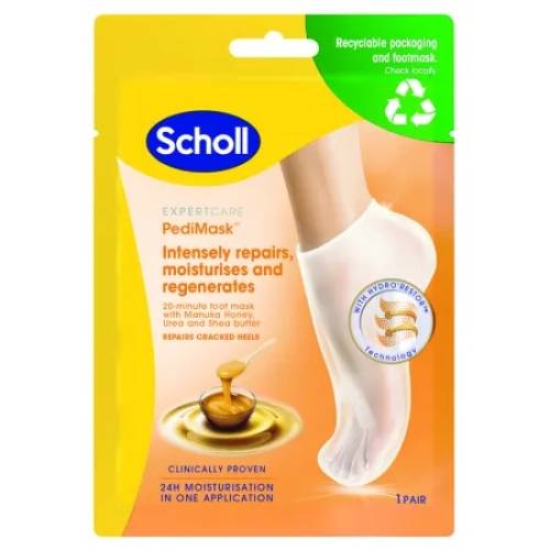 Sosete tip masca pentru picioare cu miere de manuka Scholl Expert Care PediMask