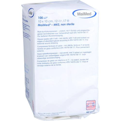 Schlitzkompressen 10x10 cm unsteril 12fach 100 St