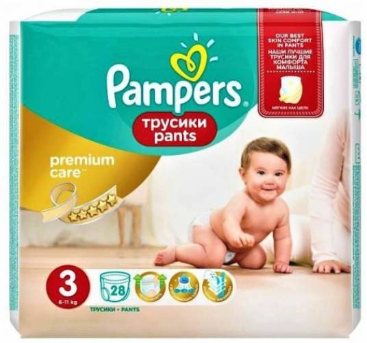 Pampers 3 (6-11kg) Premium Care pants - 28 bucati