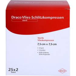 Schlitzkompressen Vlies 7,5x7,5 cm steril 4fach 50 St