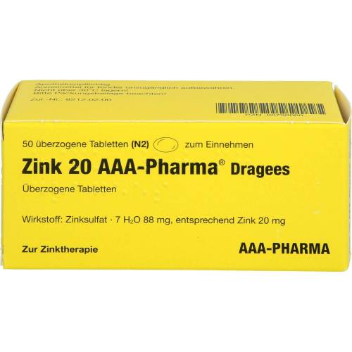 Zink 20 Aaa-Pharma Dragees 50 St
