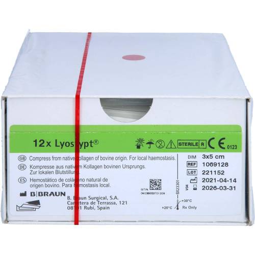 Lyostypt Kollagen Hämostypt.3x5cm Vlies 12 St