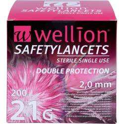 Wellion Safetylancets 21 G 2 mm Sicherheit.Lanz. 200 St