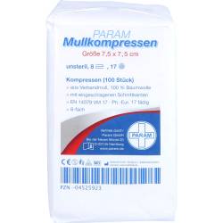 Mullkompressen 7,5x7,5 cm unsteril 8fach 100 St