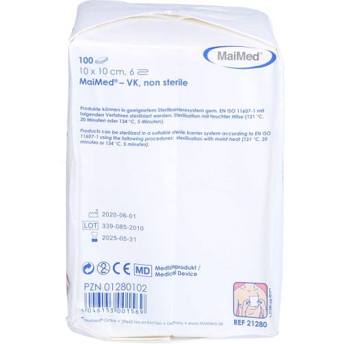 Vlieskompressen unsteril 10x10 cm 6fach 100 St