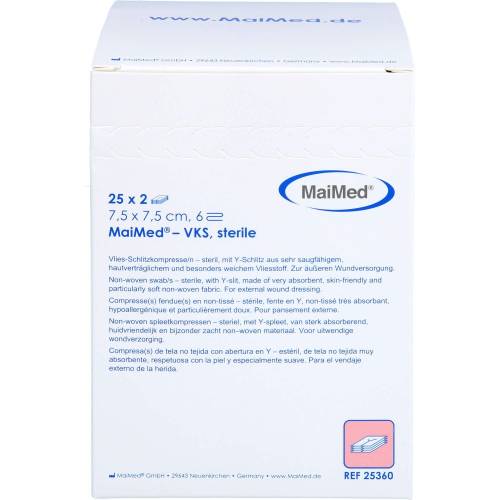 Vlies-Schlitzkompressen steril 7,5x7,5 cm 6fach 50 St