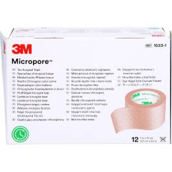 Micropore Vliespfl.2,5cmx9,1m haut 1533-1 12 St