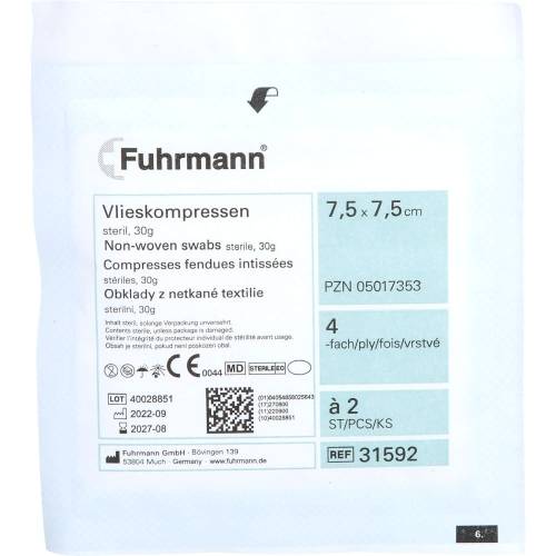 Vlieskompressen steril 7,5x7,5 cm 4fach 100 St