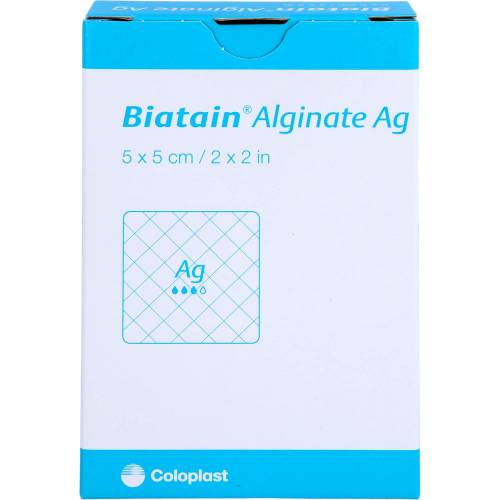 Biatain Alginate Ag Kompressen 5x5 cm mit Silber 10 St