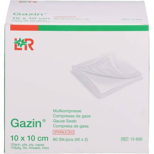 Gazin Mullkomp.10x10 cm steril 12fach 80 St